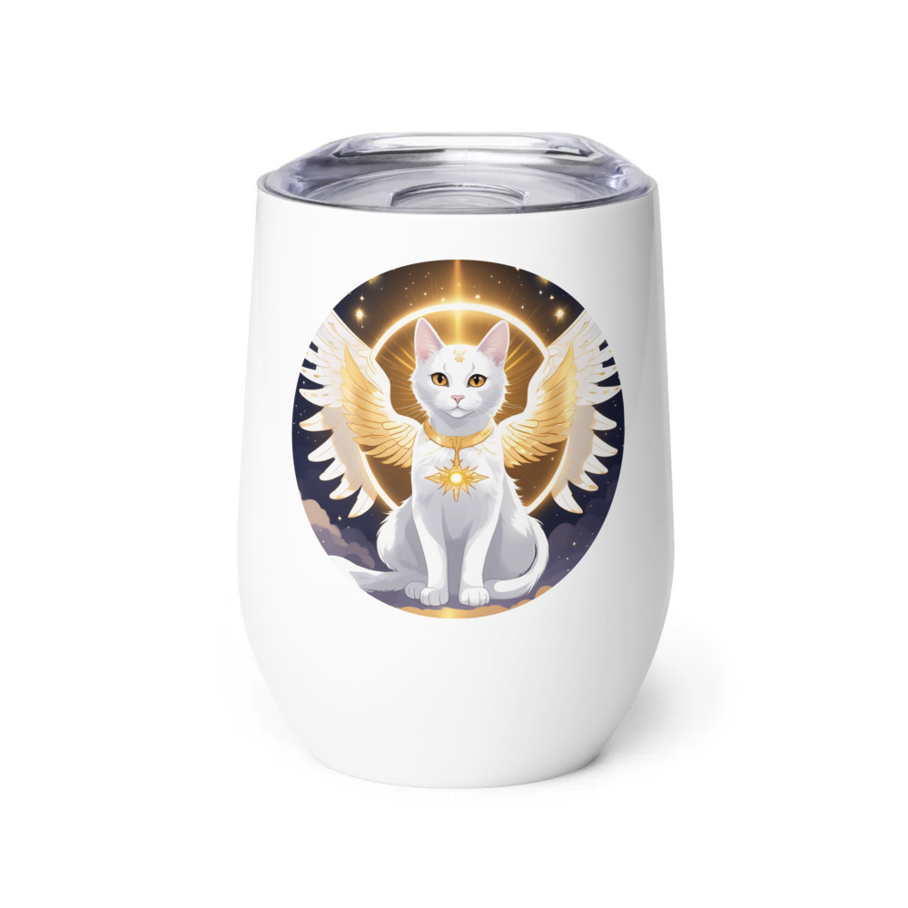 PugMug Custom White Companion Cat Wine Tumbler
