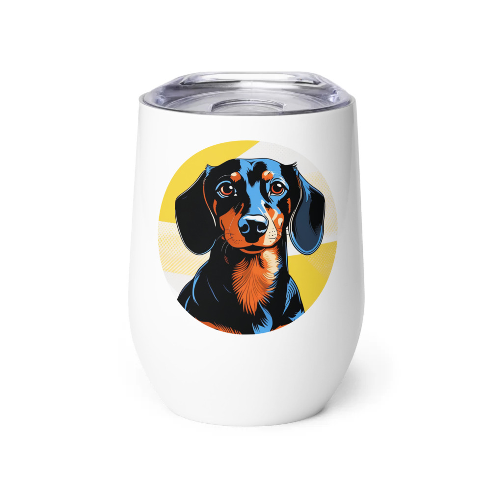 PugMug Custom Black Dachshund Wine Tumbler