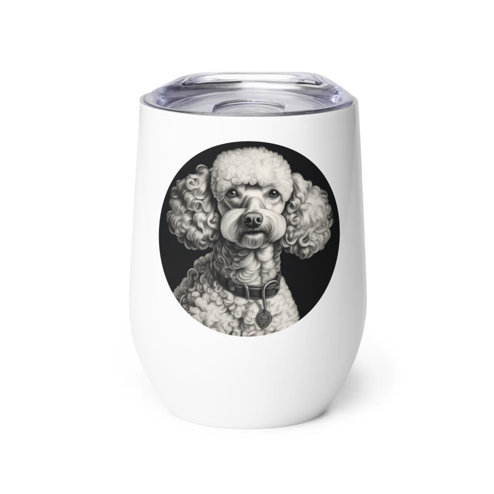 PugMug Custom White Poodle Wine Tumbler