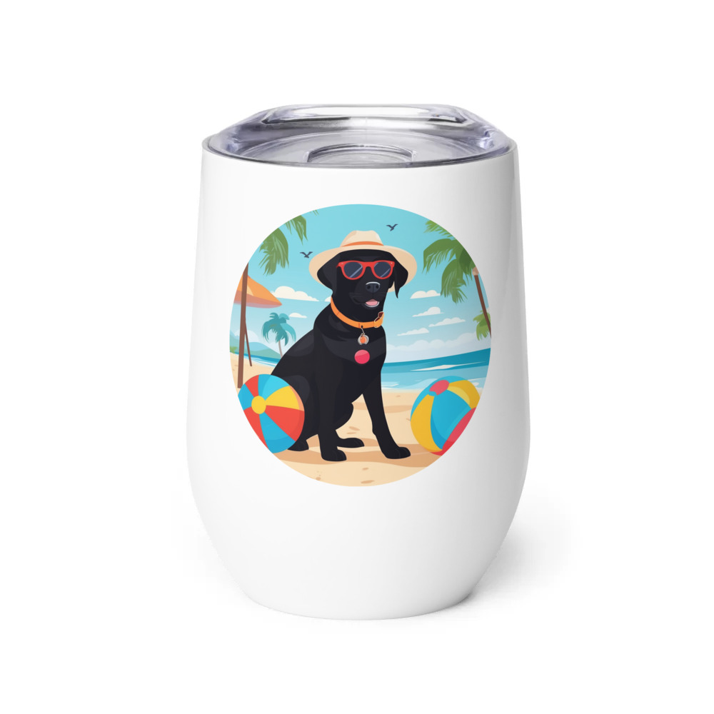 PugMug Custom Black Labrador Retriever Wine Tumbler