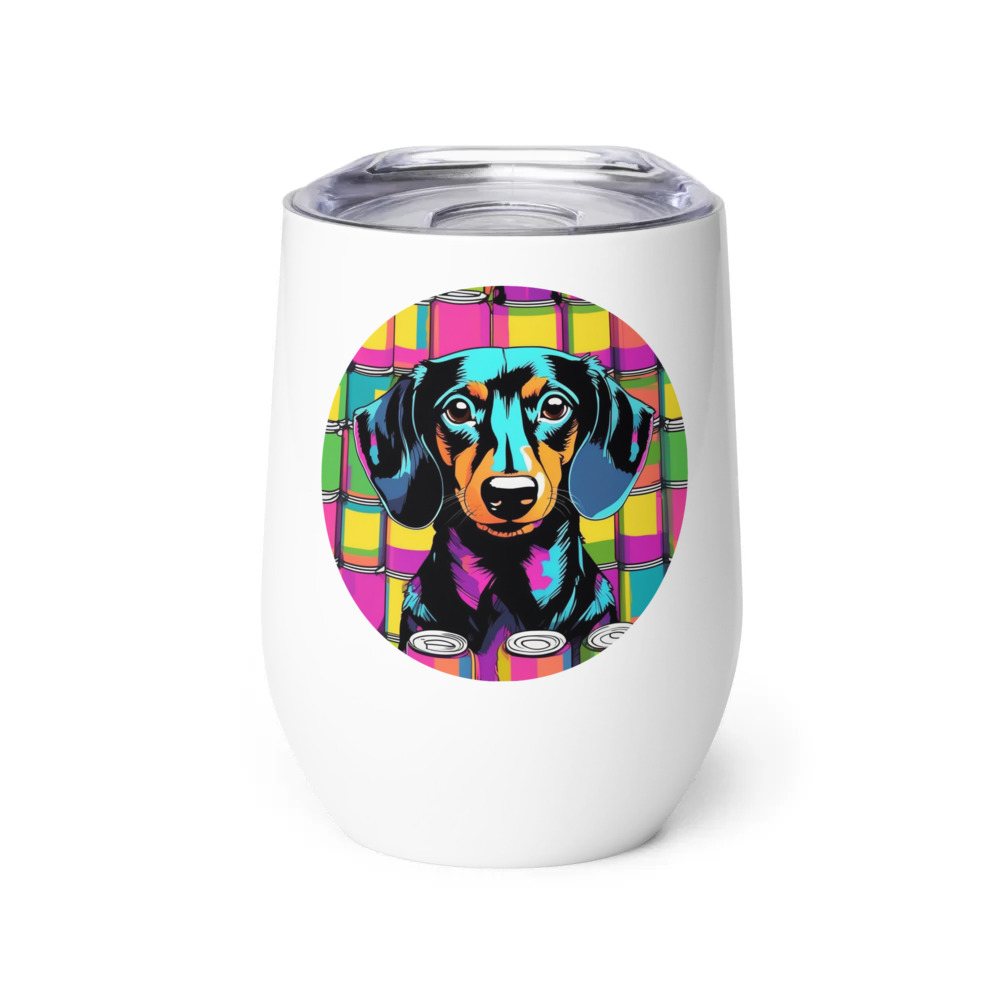 PugMug Custom Black Dachshund Wine Tumbler