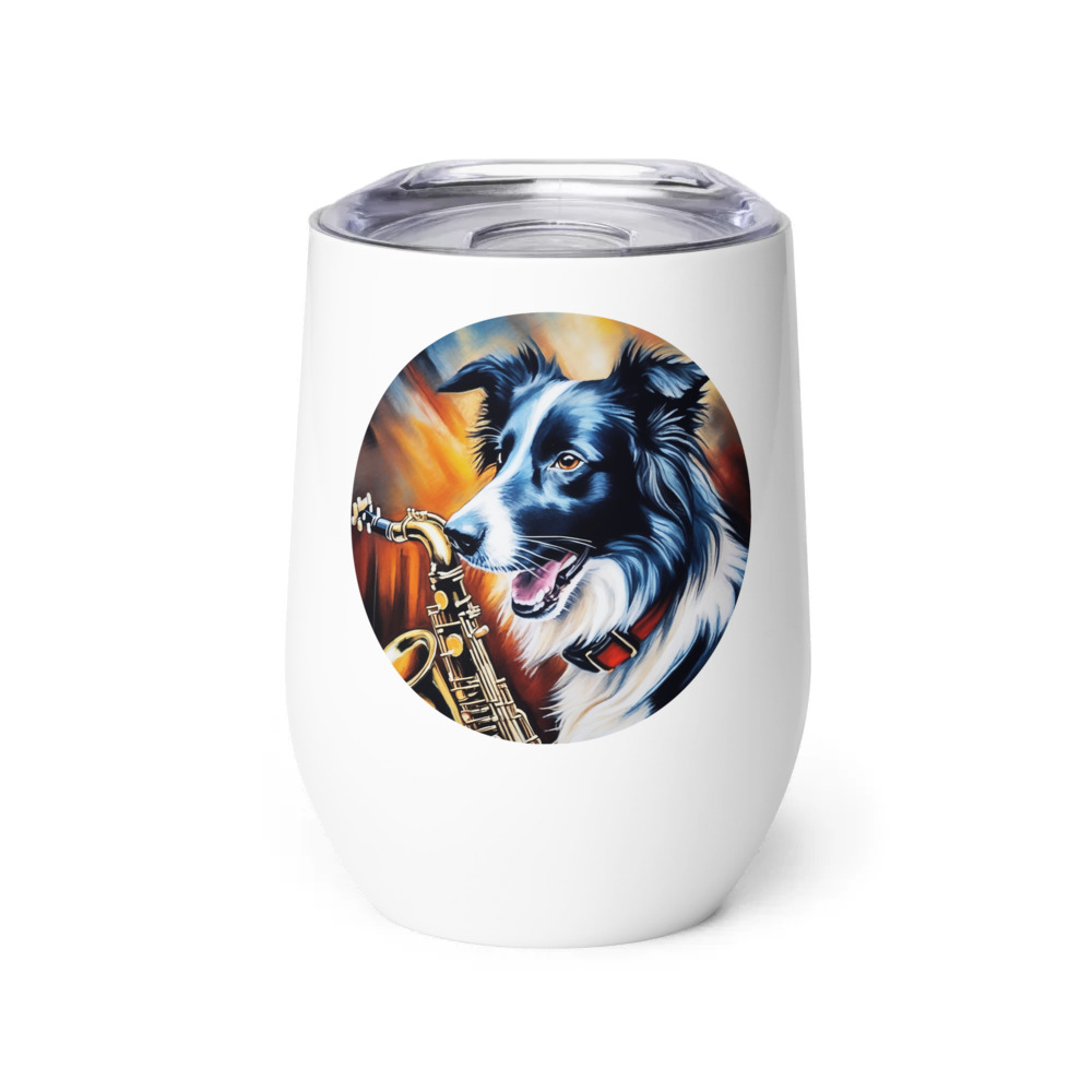 PugMug Custom Border Collie Wine Tumbler