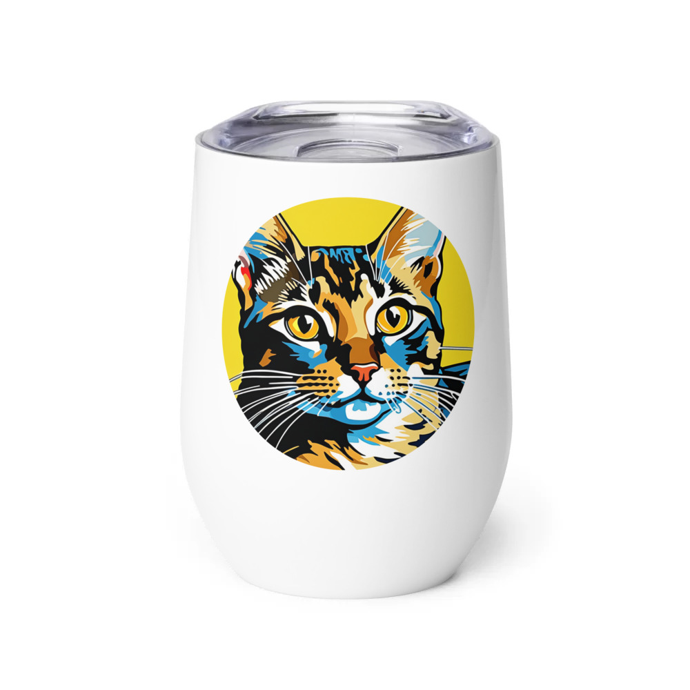 PugMug Custom Tabby Abyssinian Cat Wine Tumbler