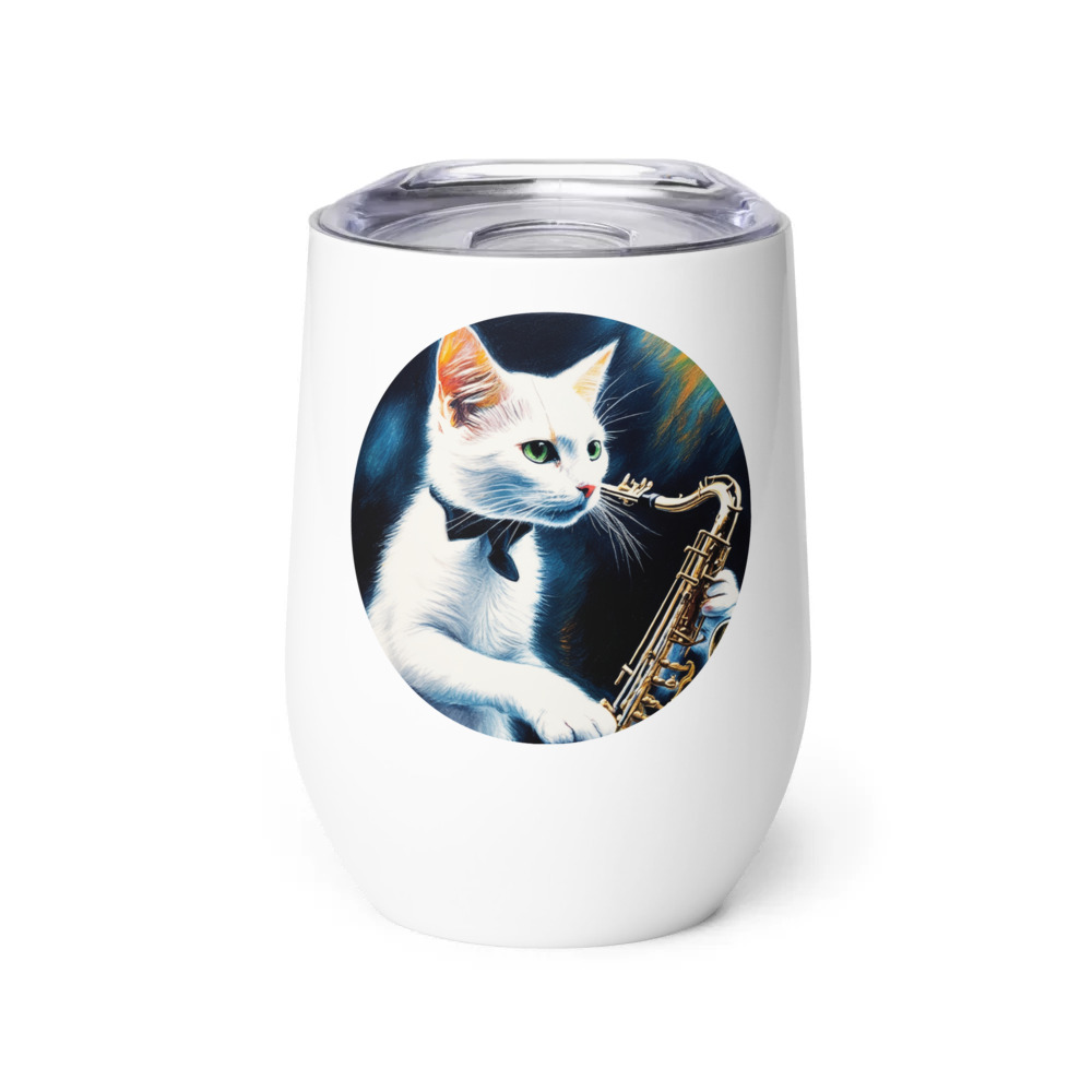 PugMug Custom White Companion Cat Wine Tumbler