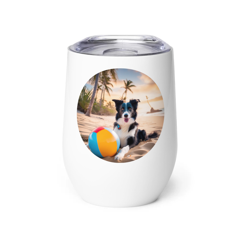 PugMug Custom Border Collie Wine Tumbler
