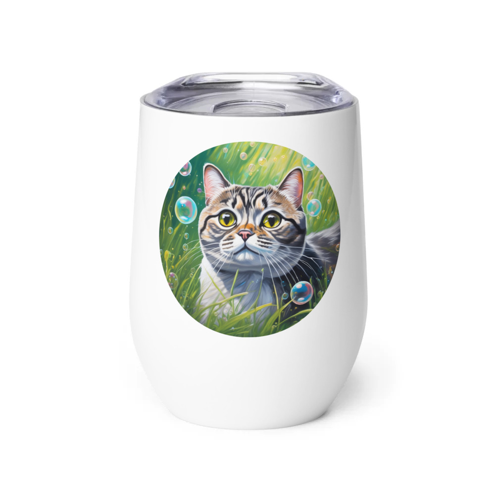 PugMug Custom Tabby Scottish Fold Cat Wine Tumbler