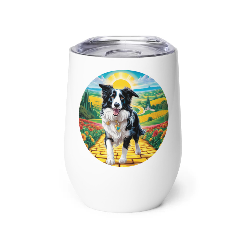 PugMug Custom Border Collie Wine Tumbler