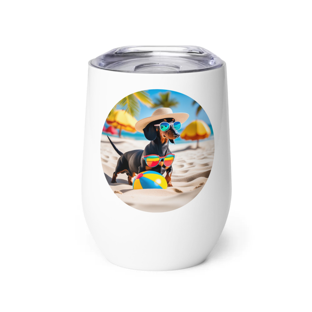 PugMug Custom Black Dachshund Wine Tumbler
