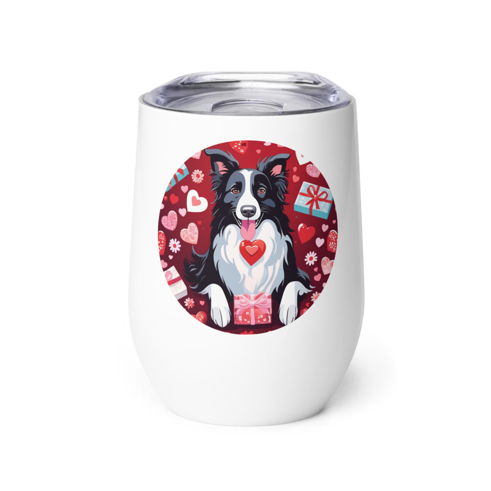 PugMug Custom Border Collie Wine Tumbler
