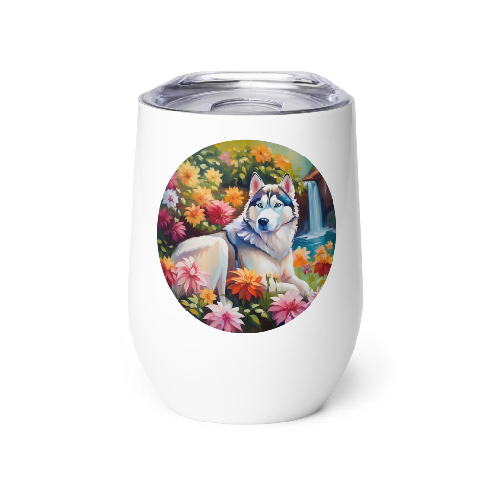 PugMug Custom Siberian Husky Wine Tumbler