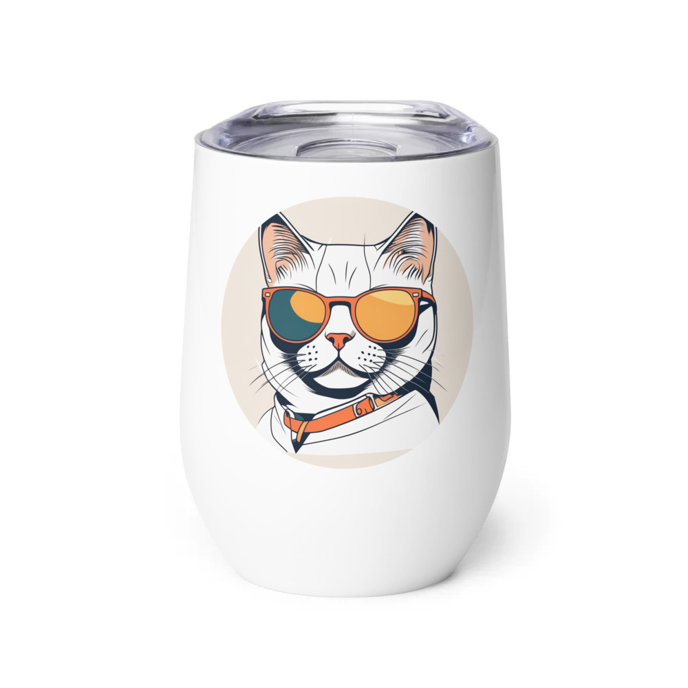 PugMug Custom White British Shorthair Cat Wine Tumbler
