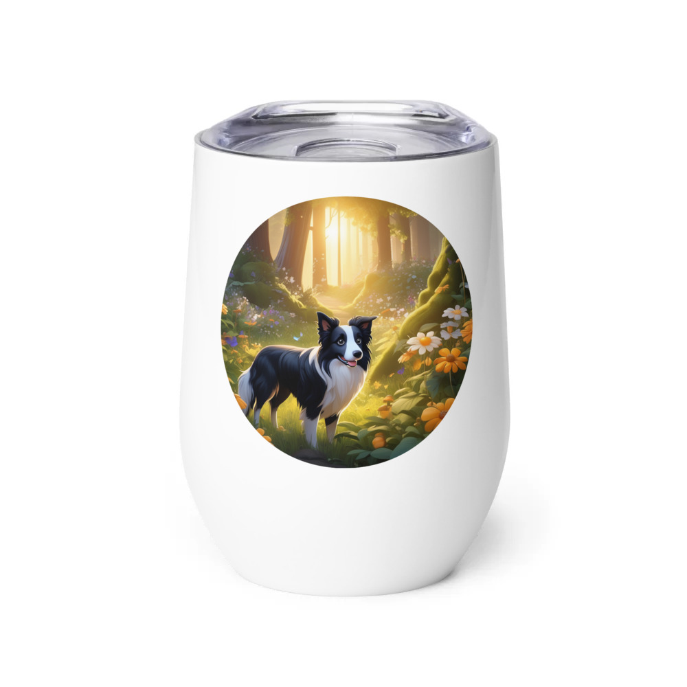 PugMug Custom Border Collie Wine Tumbler