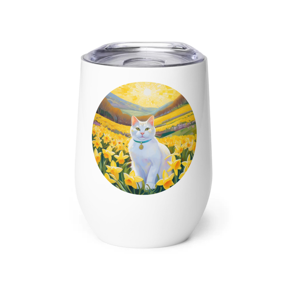 PugMug Custom White Companion Cat Wine Tumbler