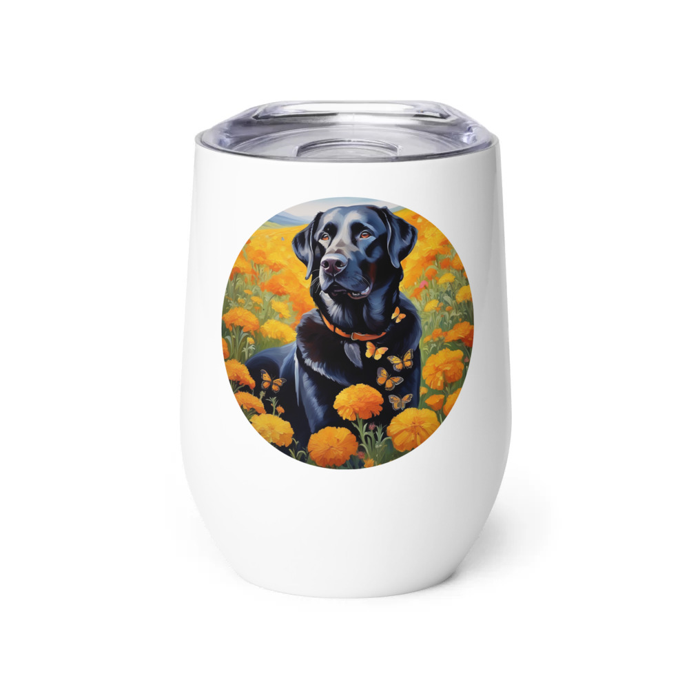 PugMug Custom Black Labrador Retriever Wine Tumbler