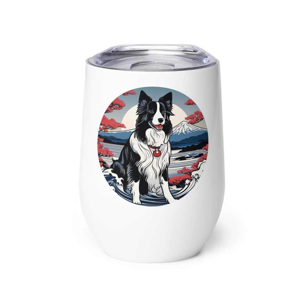PugMug Custom Border Collie Wine Tumbler
