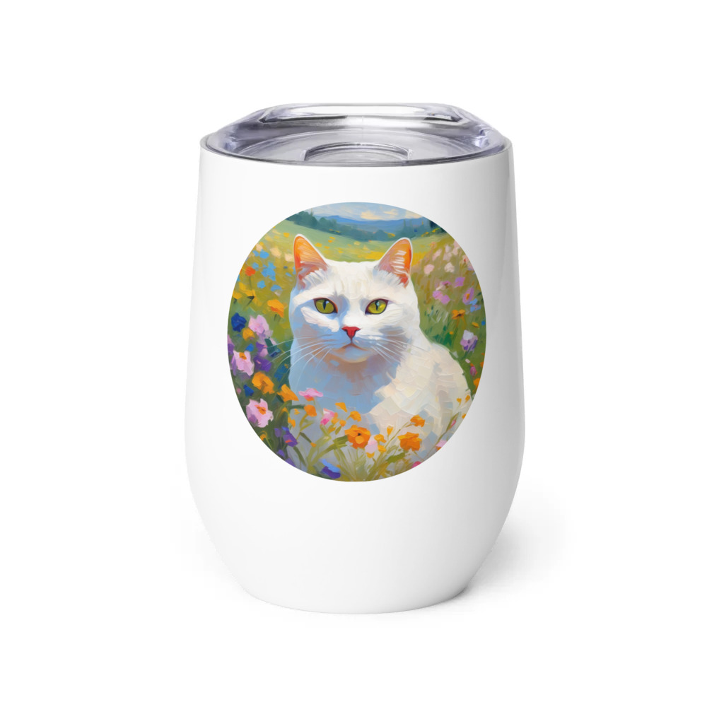 PugMug Custom White British Shorthair Cat Wine Tumbler