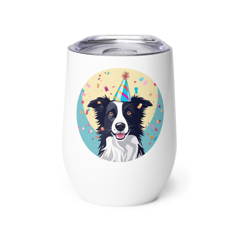 PugMug Custom Border Collie Wine Tumbler