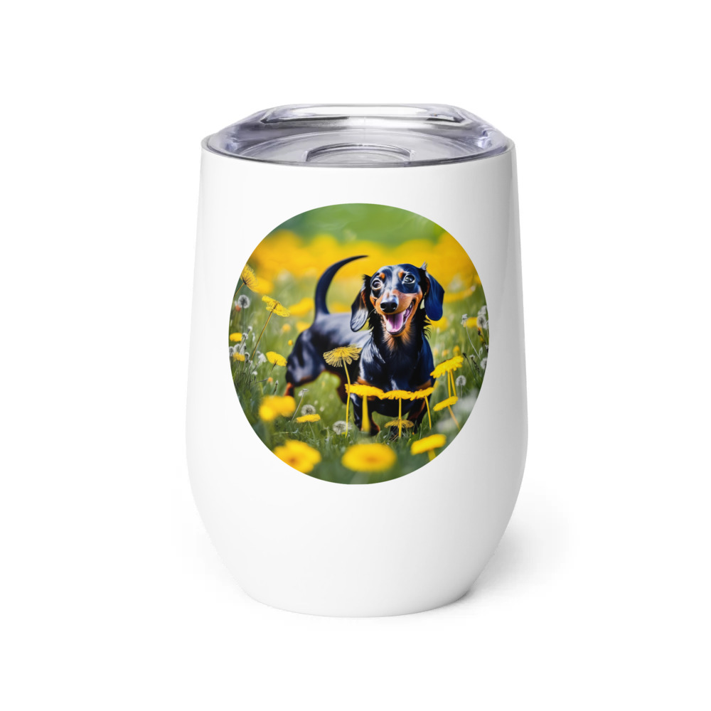PugMug Custom Black Dachshund Wine Tumbler
