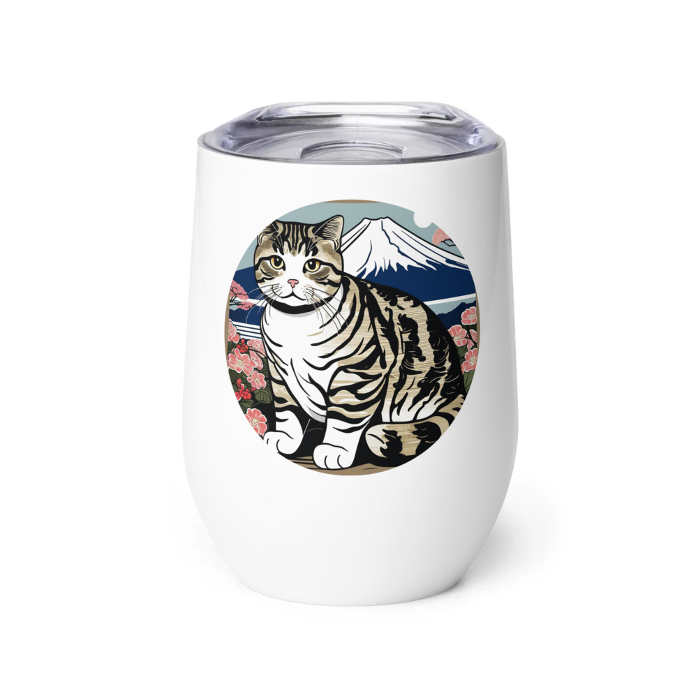 PugMug Custom Tabby Scottish Fold Cat Wine Tumbler