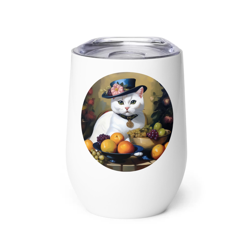 PugMug Custom White British Shorthair Cat Wine Tumbler