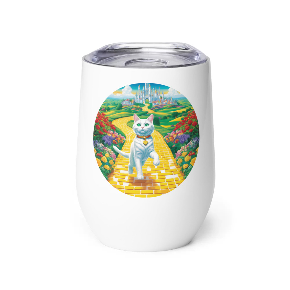PugMug Custom White Companion Cat Wine Tumbler