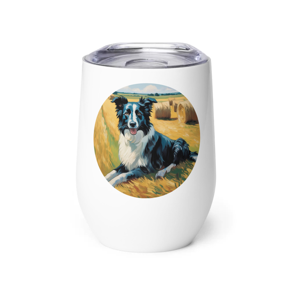 PugMug Custom Border Collie Wine Tumbler