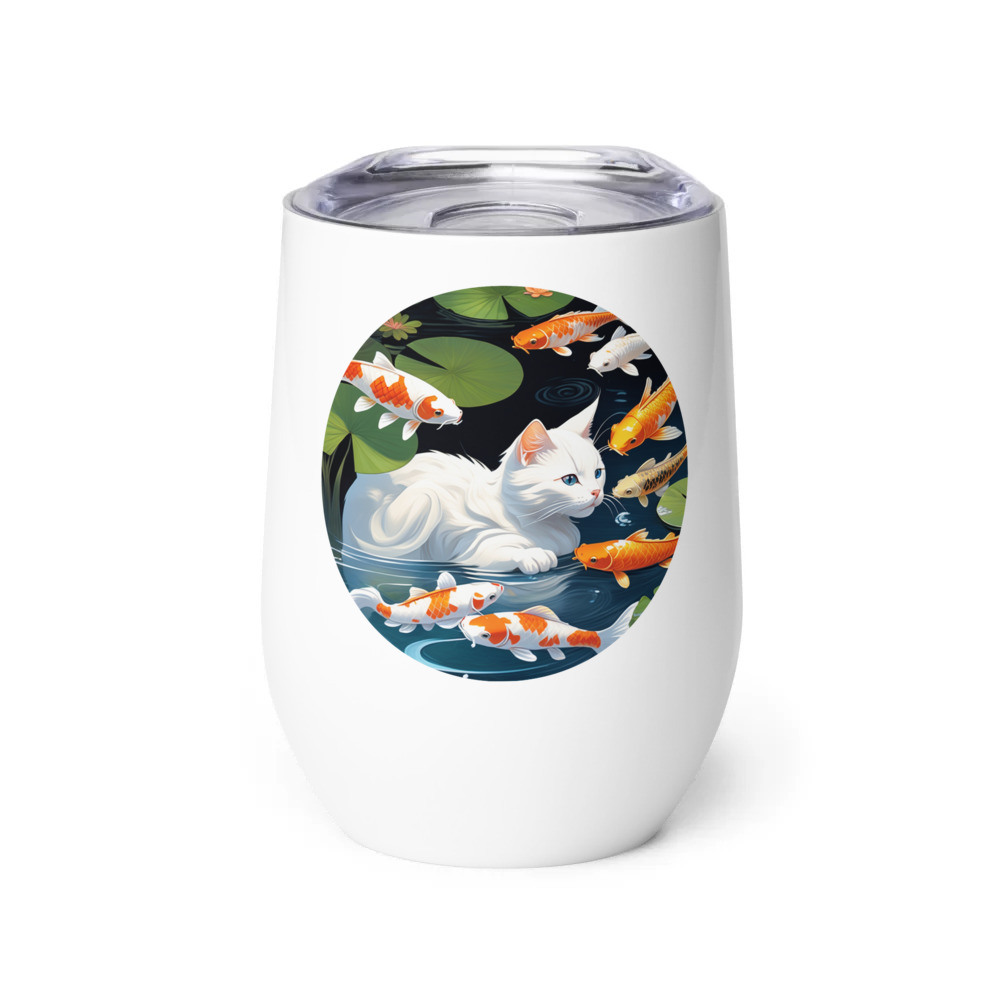 PugMug Custom White Companion Cat Wine Tumbler