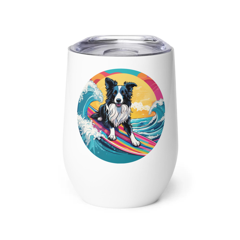 PugMug Custom Border Collie Wine Tumbler