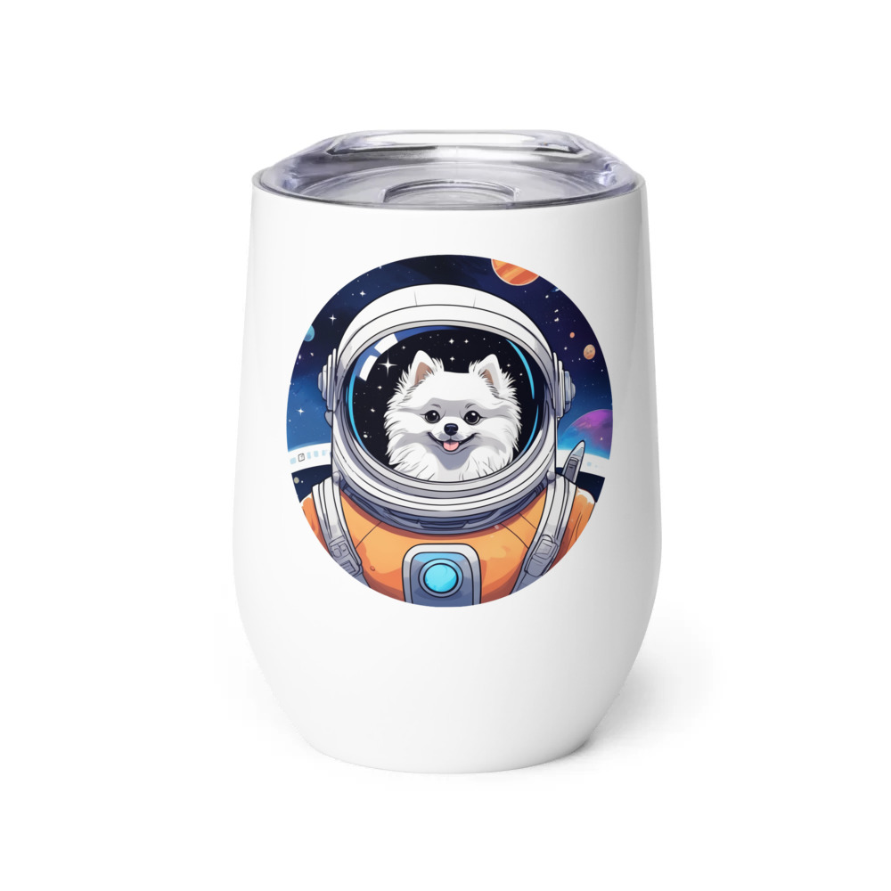 PugMug Custom White Pomeranian Wine Tumbler