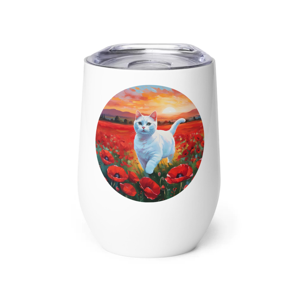 PugMug Custom White Companion Cat Wine Tumbler