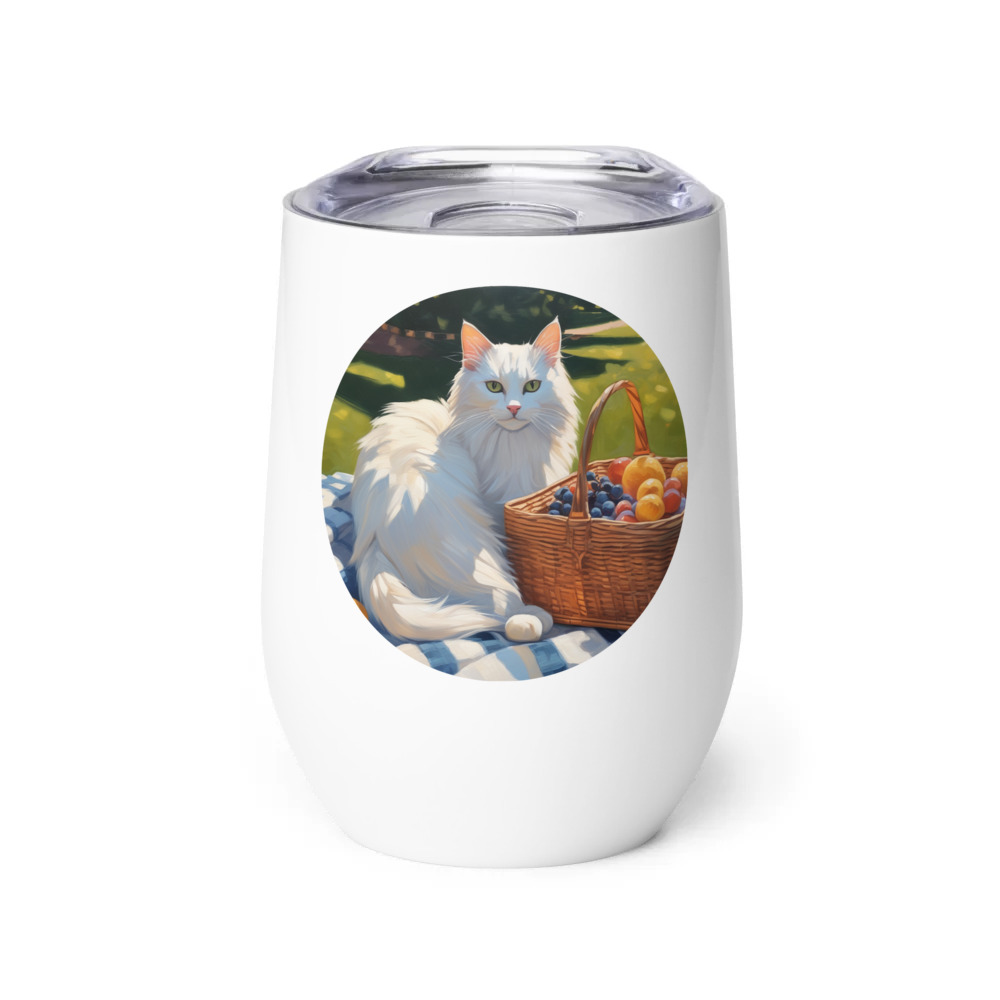 PugMug Custom White Companion Cat Wine Tumbler