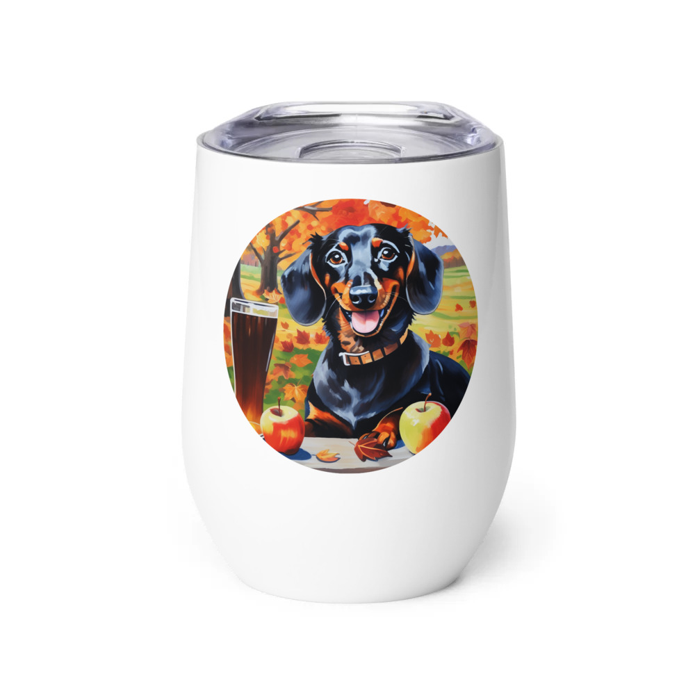 PugMug Custom Black Dachshund Wine Tumbler