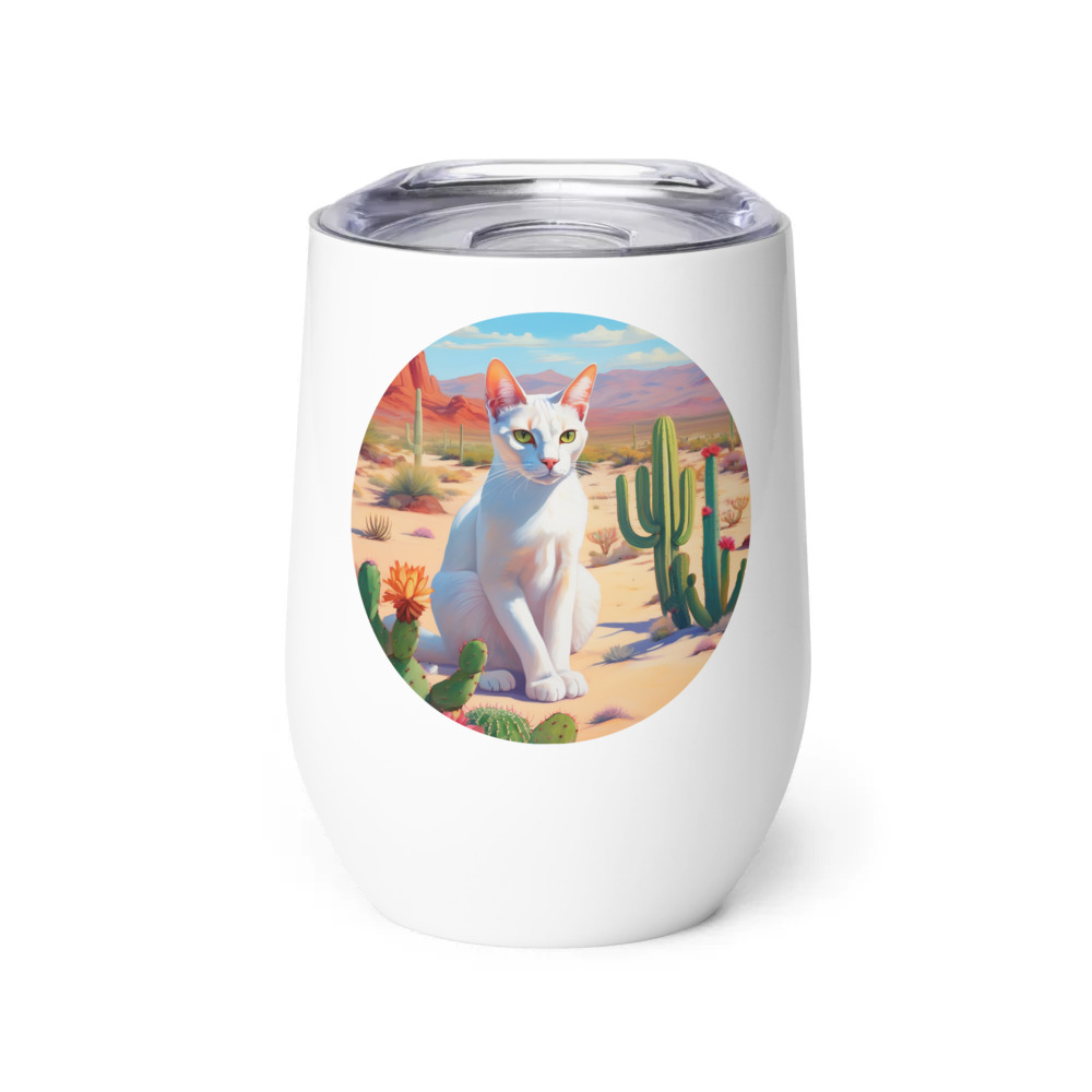 PugMug Custom White Abyssinian Cat Wine Tumbler