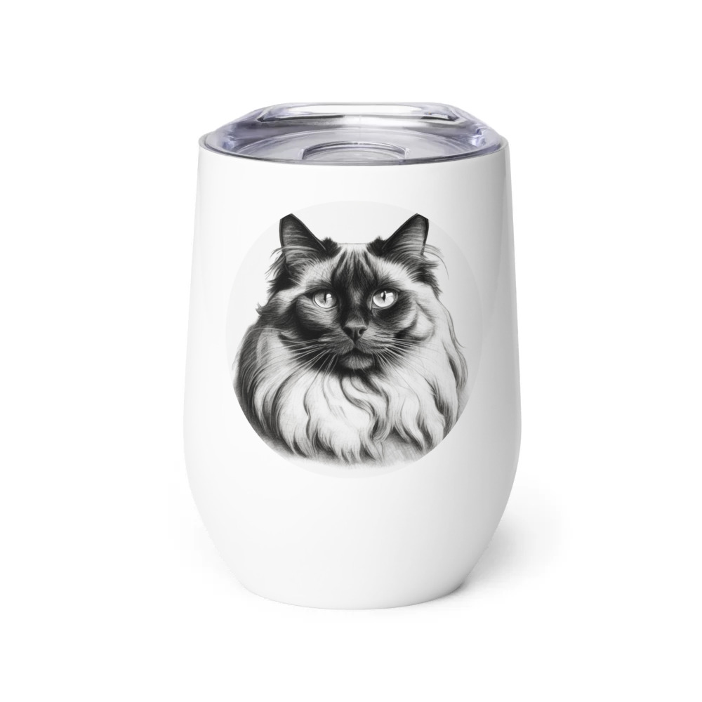 PugMug Custom Black Ragdoll Cat Wine Tumbler