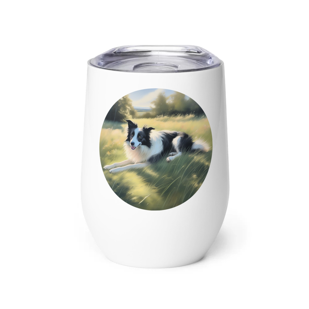 PugMug Custom Border Collie Wine Tumbler