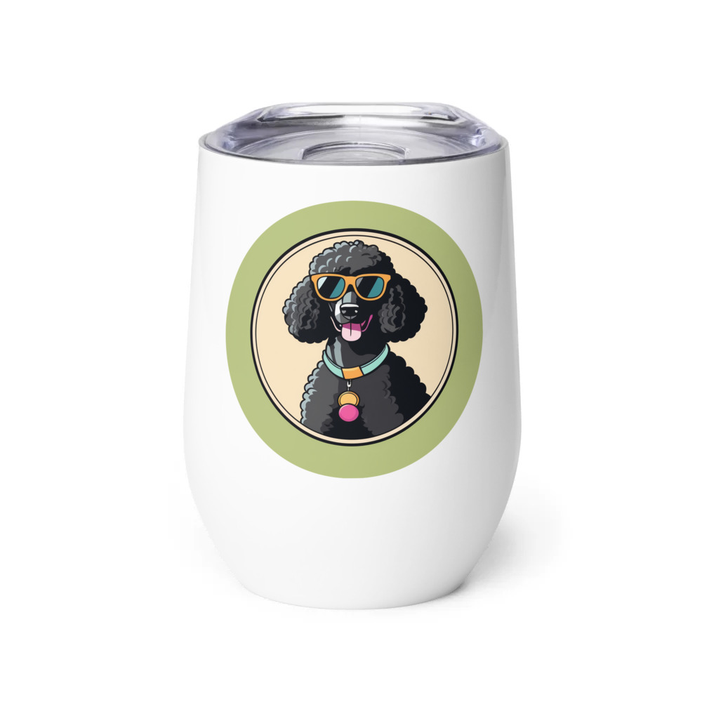 PugMug Custom Black Poodle Wine Tumbler