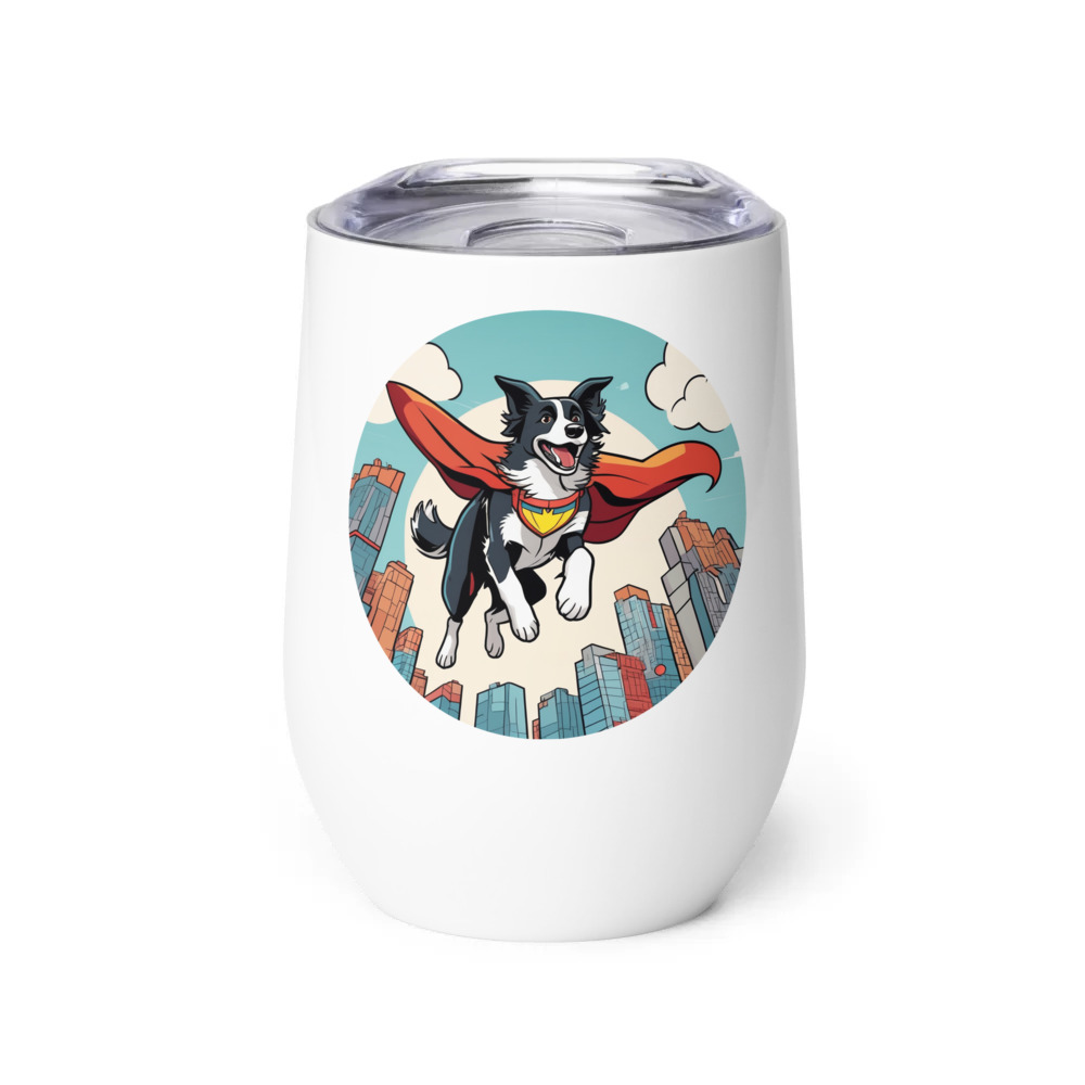 PugMug Custom Border Collie Wine Tumbler