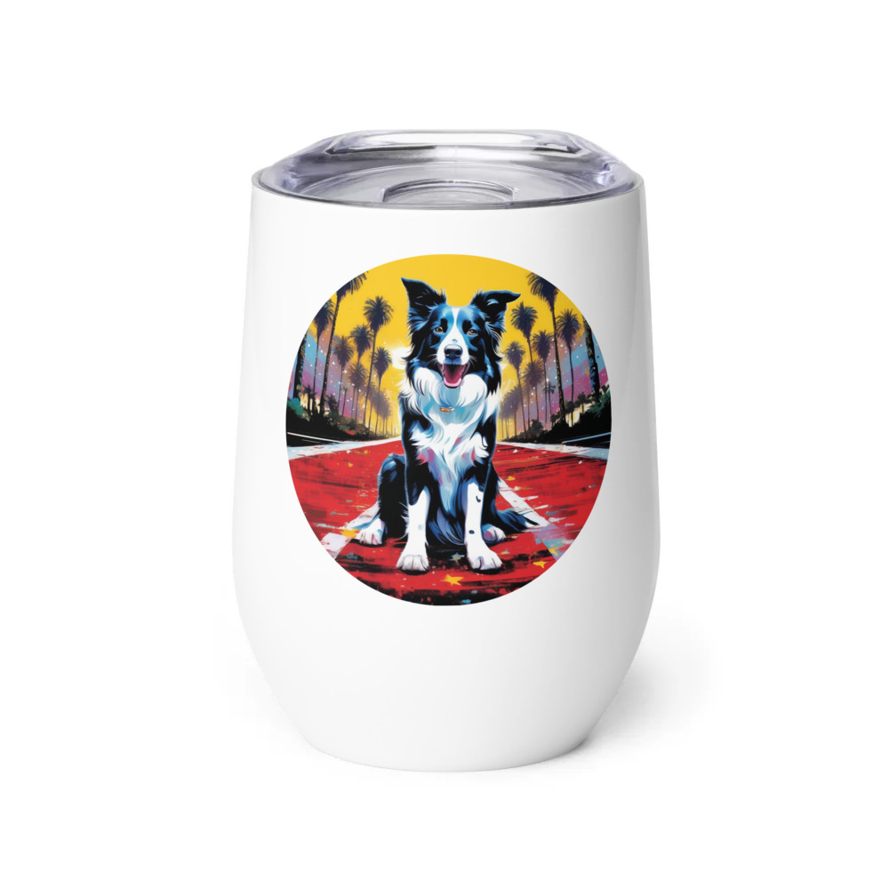 PugMug Custom Border Collie Wine Tumbler