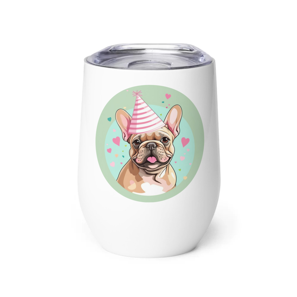 PugMug Custom Tan French Bulldog Wine Tumbler