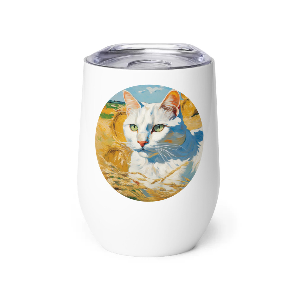 PugMug Custom White Companion Cat Wine Tumbler