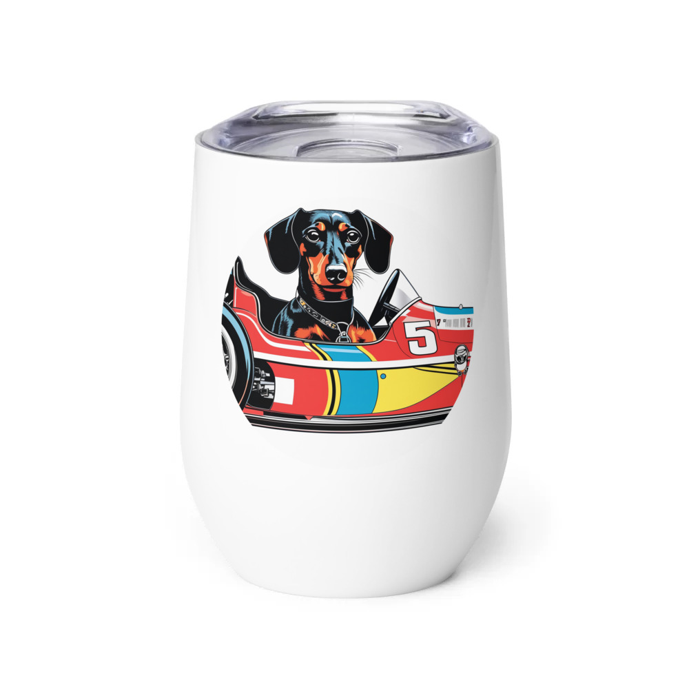 PugMug Custom Black Dachshund Wine Tumbler