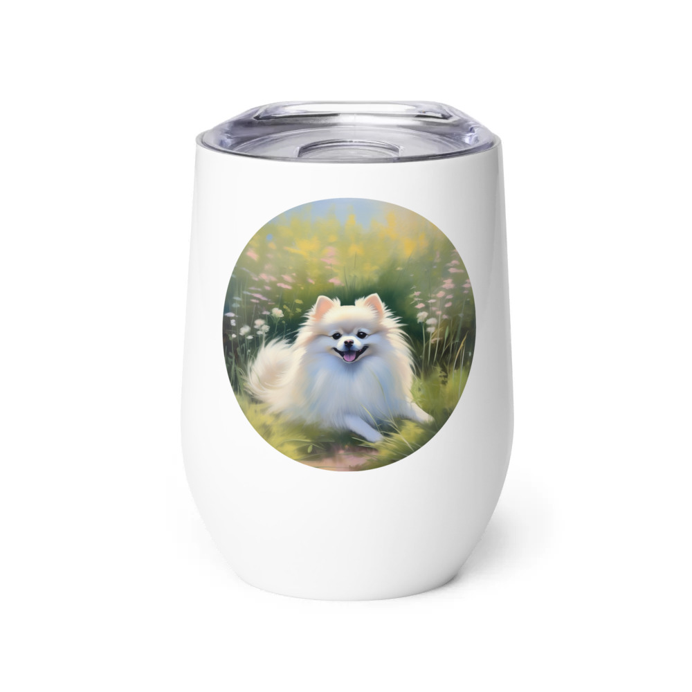 PugMug Custom White Pomeranian Wine Tumbler