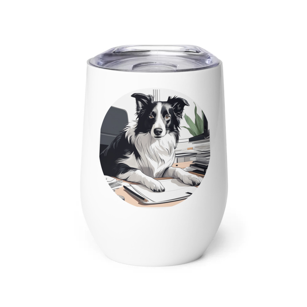 PugMug Custom Border Collie Wine Tumbler