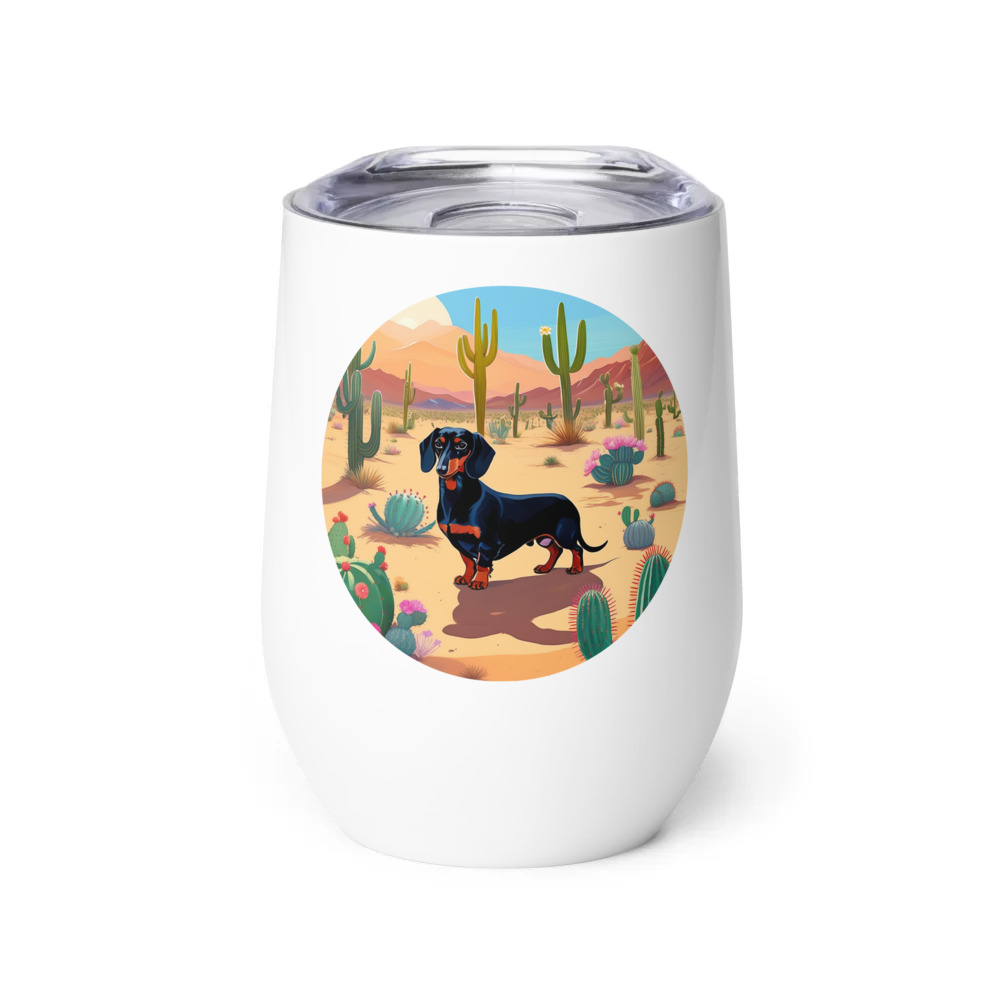 PugMug Custom Black Dachshund Wine Tumbler