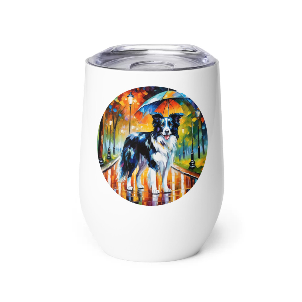 PugMug Custom Border Collie Wine Tumbler