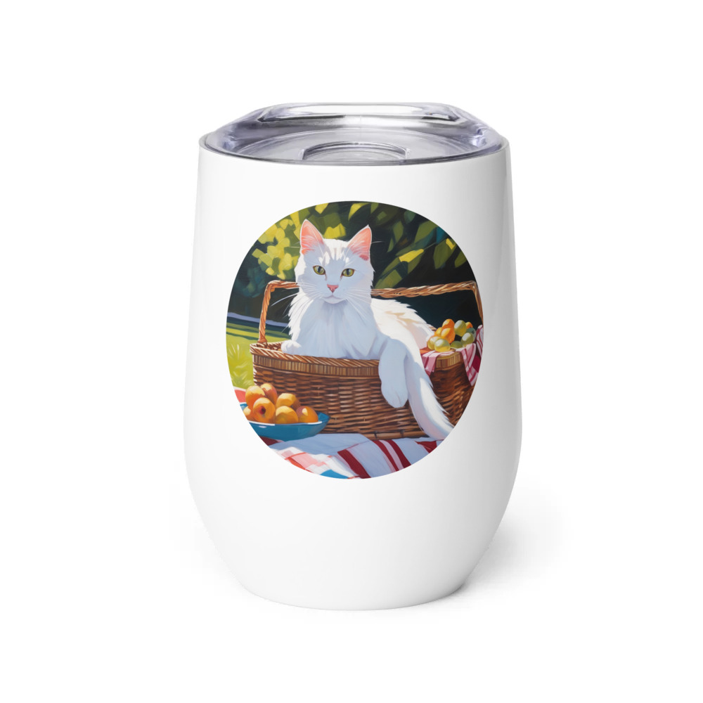 PugMug Custom White Companion Cat Wine Tumbler