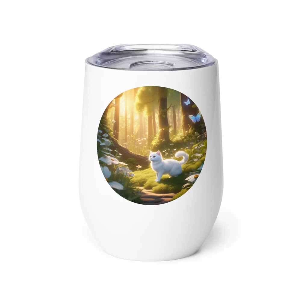 PugMug Custom White Companion Cat Wine Tumbler