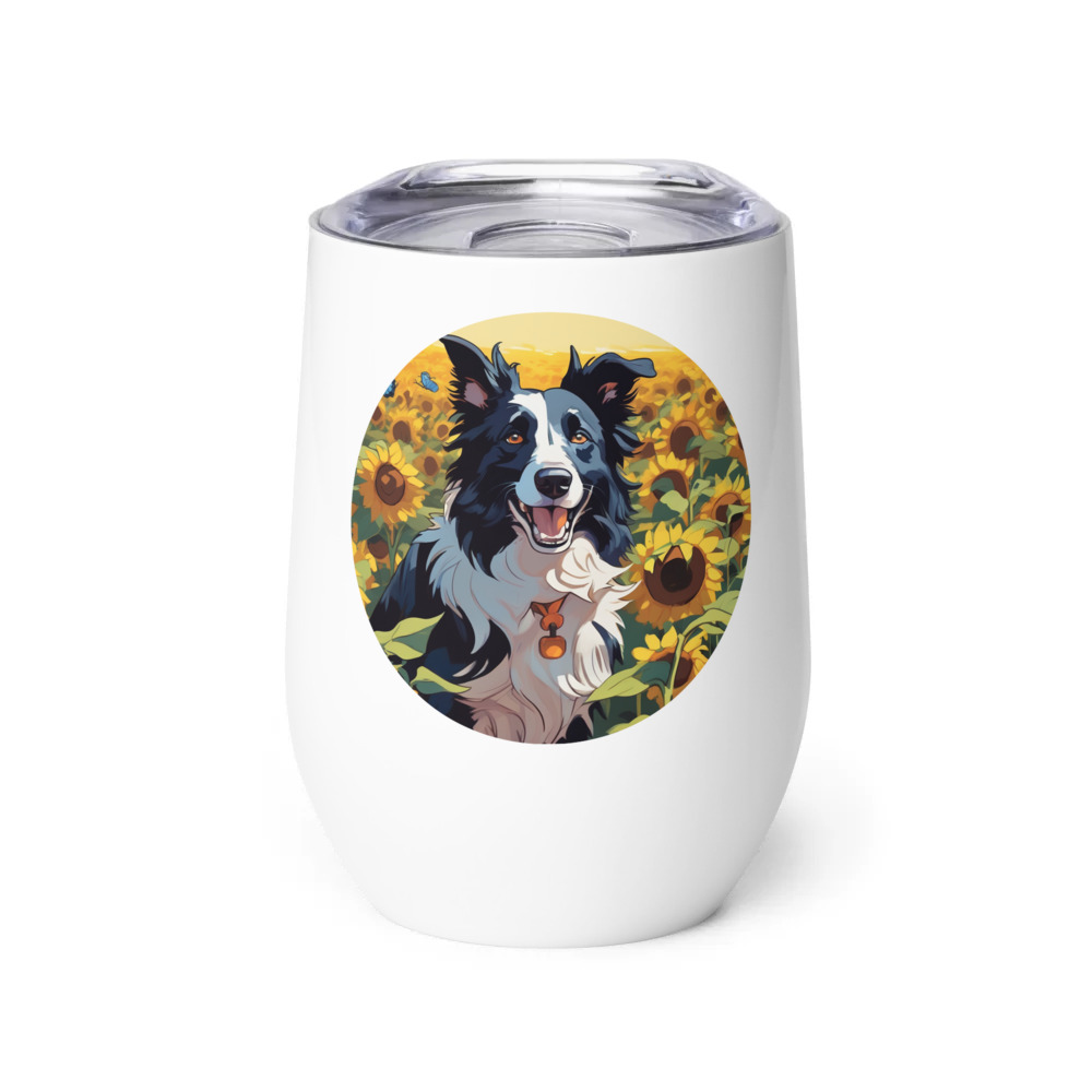 PugMug Custom Border Collie Wine Tumbler