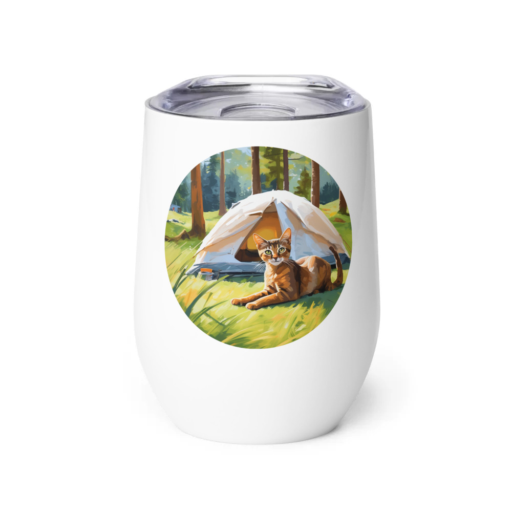 PugMug Custom Tabby Abyssinian Cat Wine Tumbler