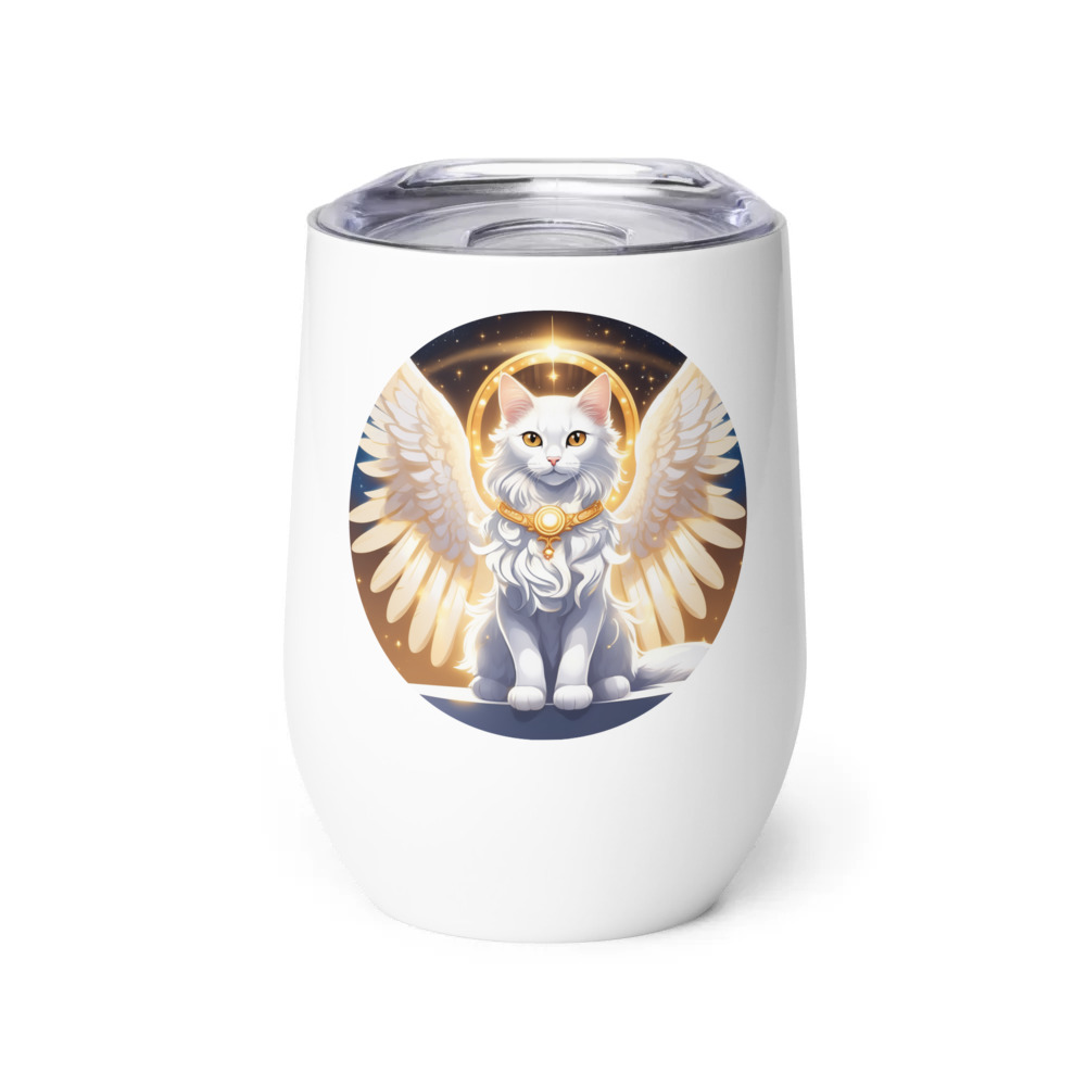 PugMug Custom White Companion Cat Wine Tumbler